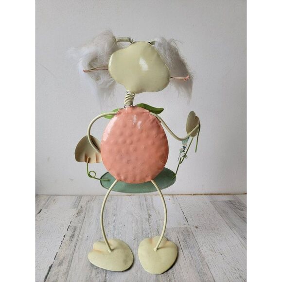 Standing metal bunny spring strawberry butterfly Decor figure - Picture 9 of 13